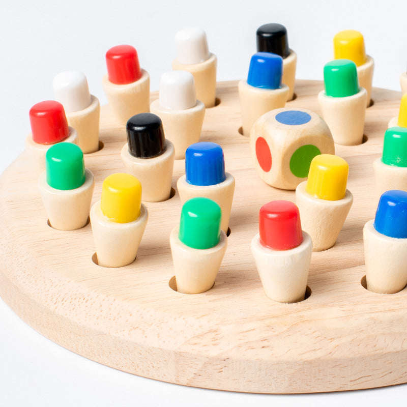 Wooden Memory Match Stick Chess Color Game Board Puzzles Montessori Educational Toy Cognitive Ability Learning Toys For Children