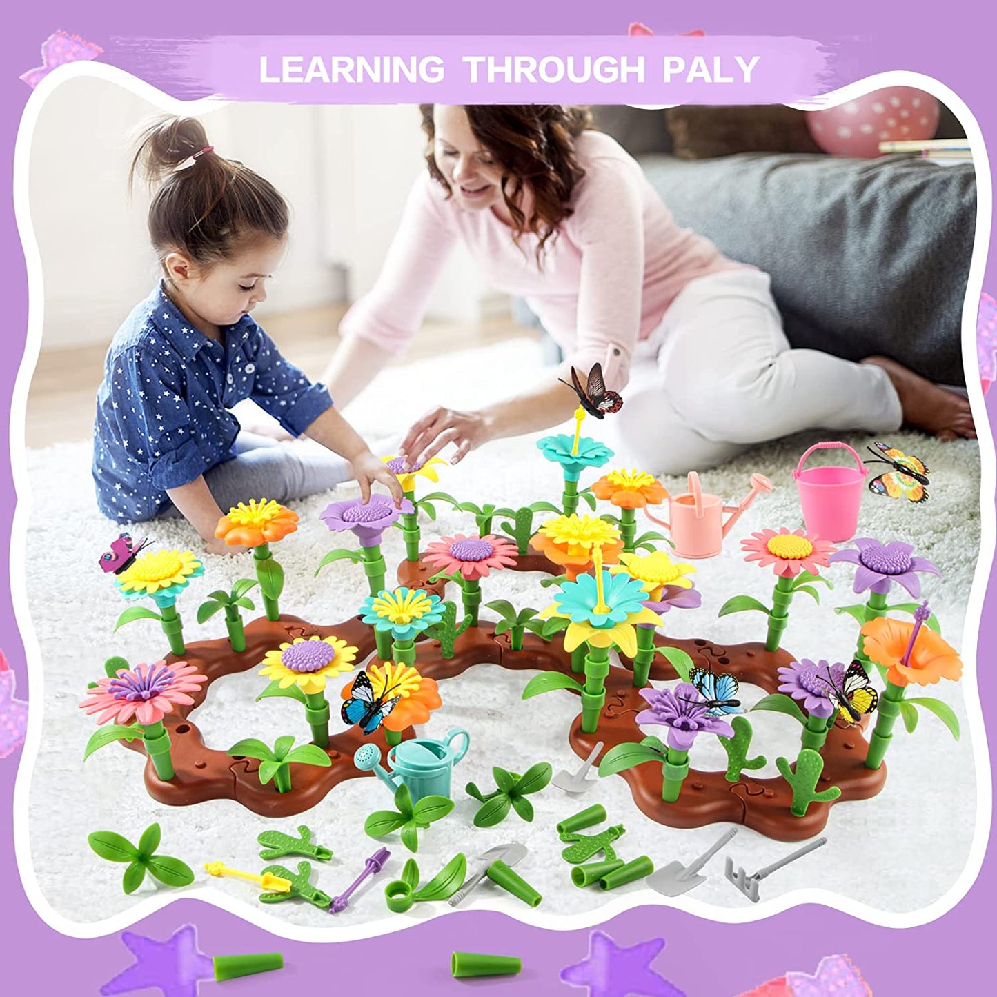 Flower Garden Architecture Set Building Toys DIY Construction Block Plant Creative Educational Stacking Games Toys