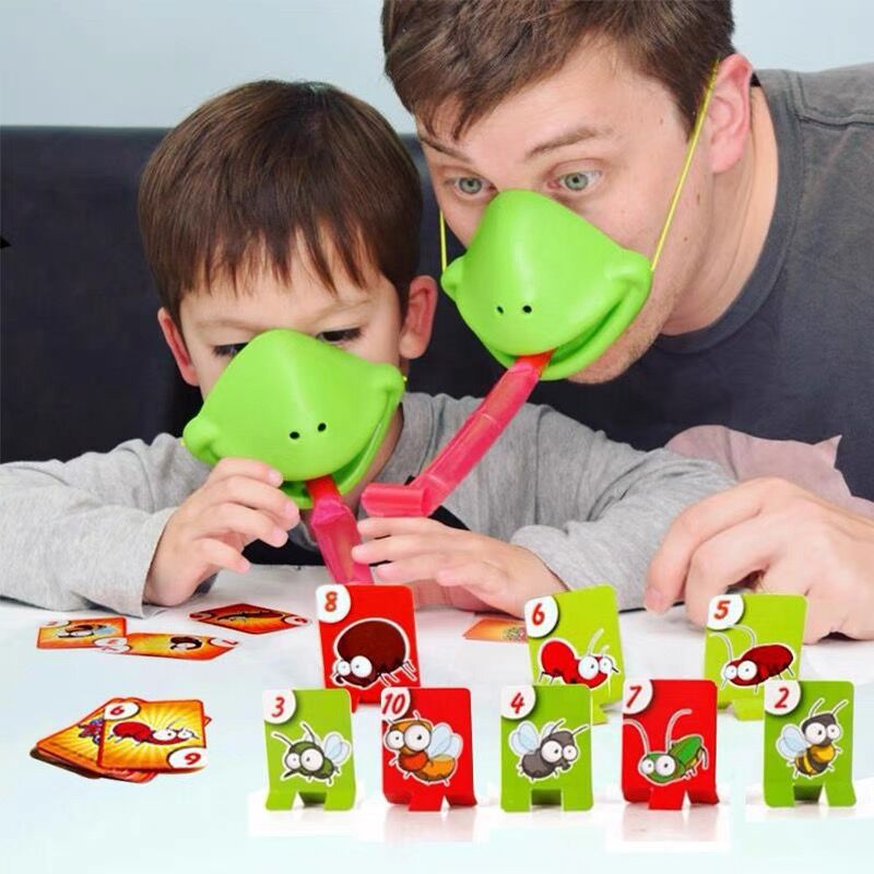 Frog Mask Wagging Tongue Lick Cards Board Games for Children Family Party Toys Antistress Funny Desktop Puzzle Game Toys