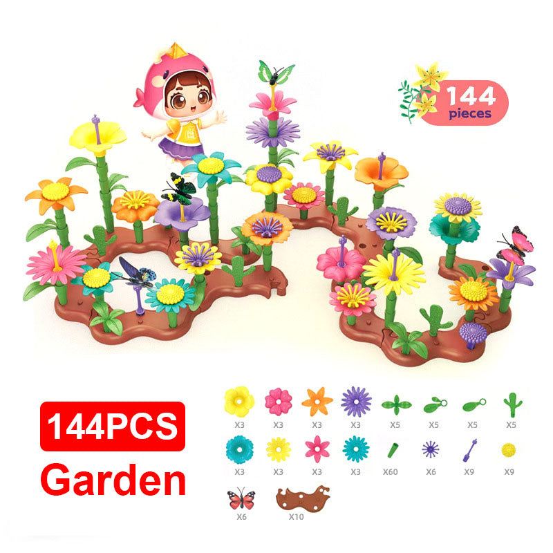 Flower Garden Architecture Set Building Toys DIY Construction Block Plant Creative Educational Stacking Games Toys