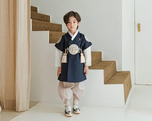 Charming Kids Korean Navy Boy Kids Hanbok 100 Days to 10 Years