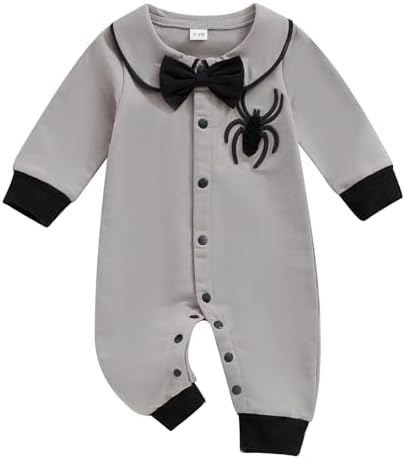 uggies Halloween Baby Boys Outf Long Sleeve Romper with Bowtie Jumpsuit
