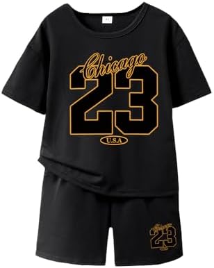 juniors boys t-shirt shorts set with letter graphic print