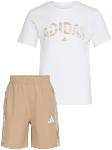ADIDAS BOYS FASHIONABLE CAMO SHORT SET TEE PANTS