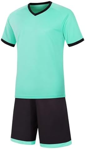 Soccer Football Kids Boys Girls Matching Action T-Shirt Mesh Shorts Set