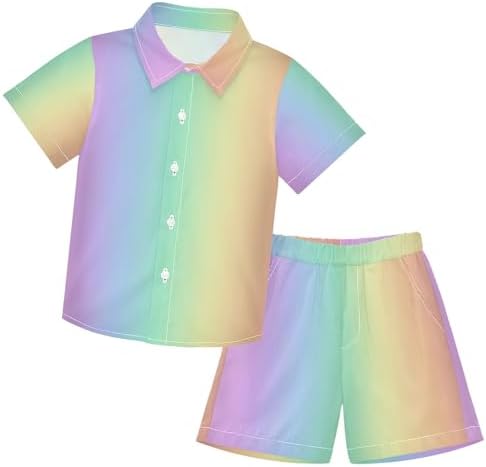 Boccsty Green Checkered Flag Boys Hawaiian Summer Shorts 2-Piece Set