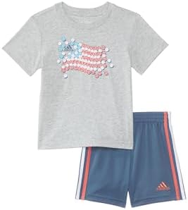 Adidas Boys 2-Piece Cotton Graphic Tee Short Set