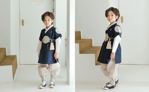 Charming Kids Korean Navy Boy Kids Hanbok 100 Days to 10 Years