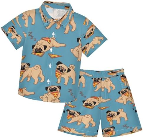 Pug Dog Friends Summer Outfit Adorable Toddler Set for Boys