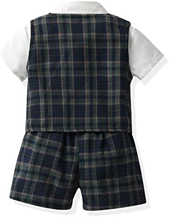 Toddler Boys Plaid Printed Set Summer Casual Outfits for Kids