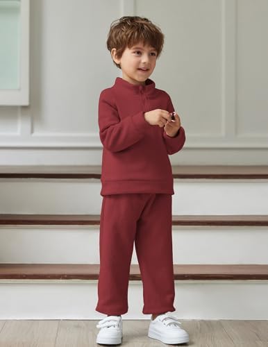 Perfect toddler boys fall winter clothes set for boys Burgundy