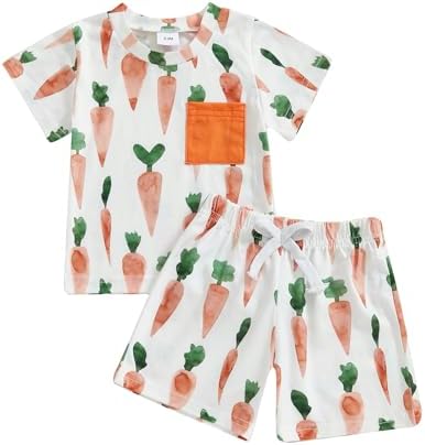 Bunny Carrot Toddler Boys Easter Short Sleeve Set