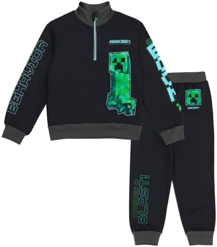 Minecraft Creeper Fleece Half Zip Set for Boys Adorable and Cozy