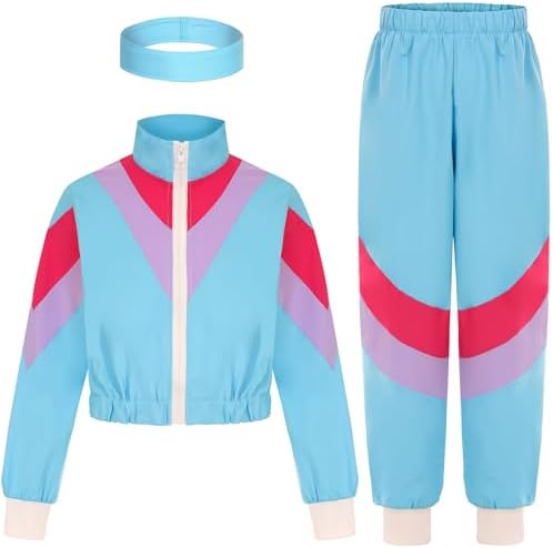80s 90s Retro Track Set for Girls - Windbreaker Jacket Pants