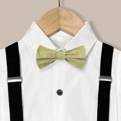Kids Boys Summer British Style Short Sleeved Shirt Suspenders Shorts Set