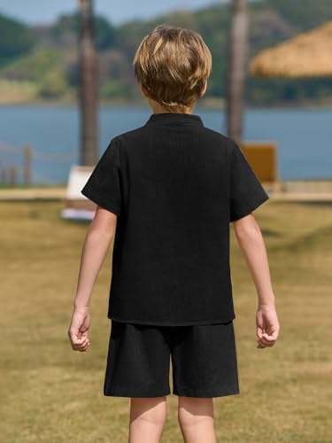 Haloumoning Boys Henley Set - Soft Cotton Beachwear for Kids