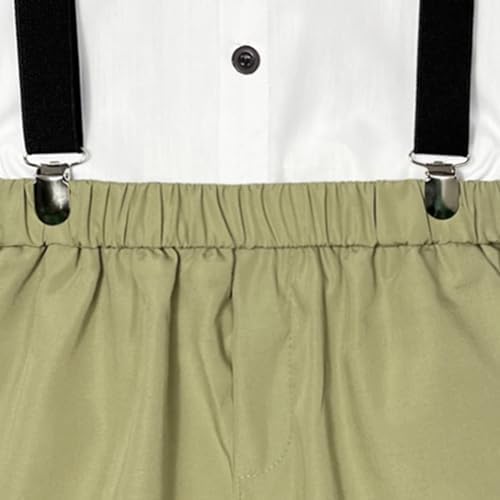 Kids Boys Summer British Style Short Sleeved Shirt Suspenders Shorts Set