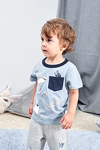 BINIDUCKLING Boys Shark Patterned T-Shirt and Shorts 2-7 Years