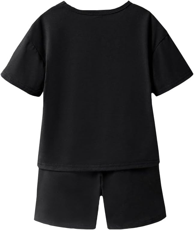 juniors boys t-shirt shorts set with letter graphic print