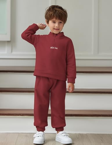 Perfect toddler boys fall winter clothes set for boys Burgundy