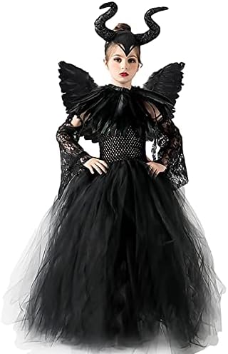 Maleficent Halloween Costume for Girls Evil Queen Dress Up