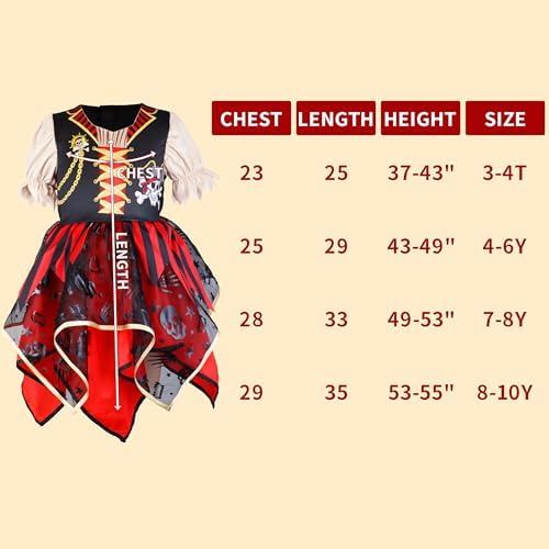 IKALI Girls Pirate Costume with Hat Accessories