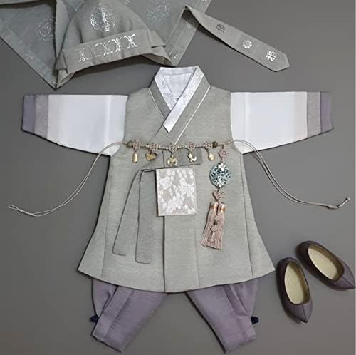 Stunning Korean Striped Green Boy Hanbok for Birthdays Celebrations