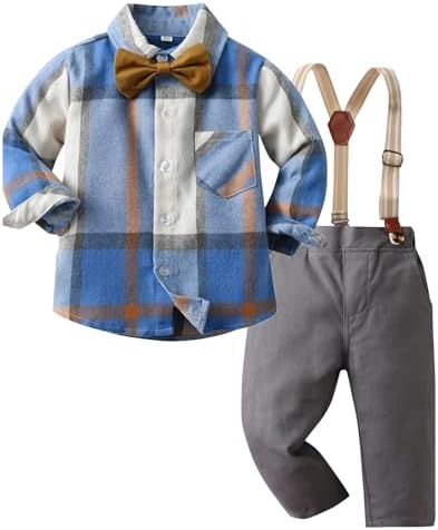 Gentleman Plaid Outfit Sets for Boys