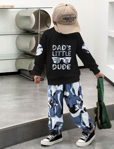 Toddler Boy Clothes Long Sleeve Sweatshirt Camouflage Pants for Fall-Winter