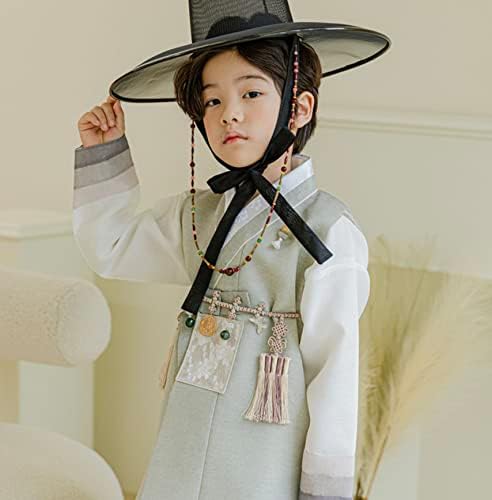 Stunning Korean Striped Green Boy Hanbok for Birthdays Celebrations