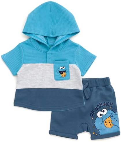 Sesame Street Pullover Hoodie French Terry Shorts for Baby Boys