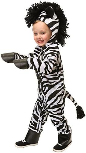 Child Wild Zebra Costume Jumpsuit with Tail Hood Mane Ears Hooves