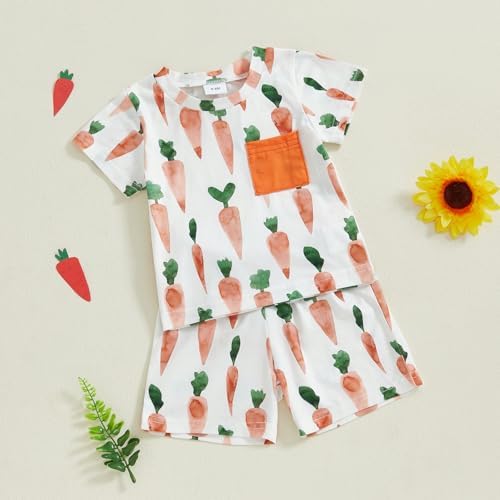Bunny Carrot Toddler Boys Easter Short Sleeve Set