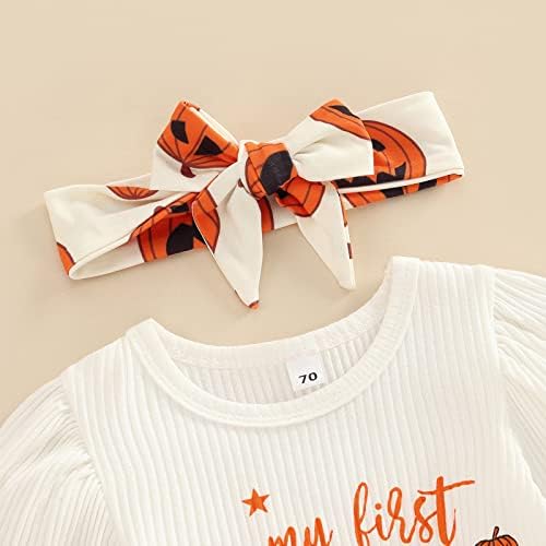 My First Halloween Baby Girl Outfit ROMPER BELL BOTTOMS HEADBAND