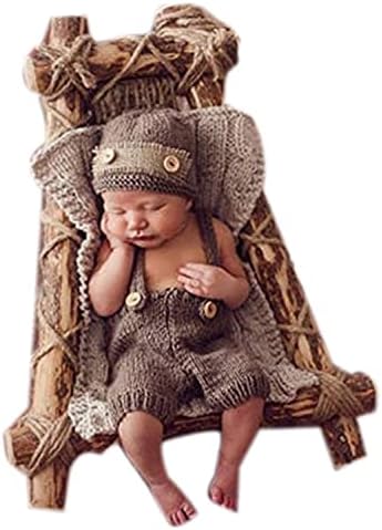 Vemonllas Newborn Baby Photography Kit Handmade Knit Bonnet and Pants