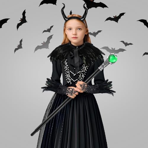 EVL Authentic Maleficent Dressup costume for Kids Girls Halloween wdth 10wrdz