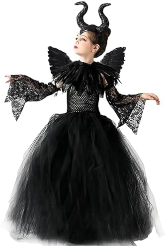 Maleficent Halloween Costume for Girls Evil Queen Dress Up