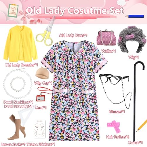 100 Days Grandma Costume Set
