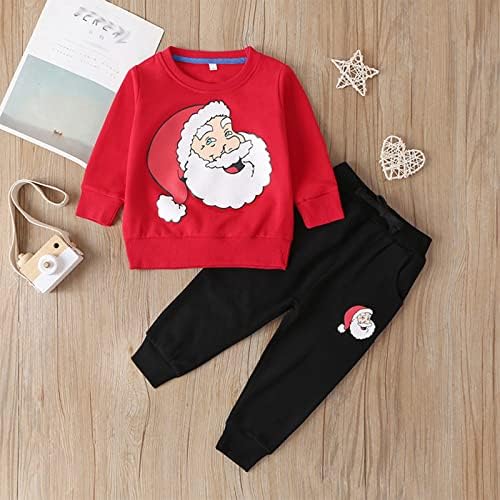 Pullover Pants Set for Boys Santa Prints Toddler Christmas Outfit