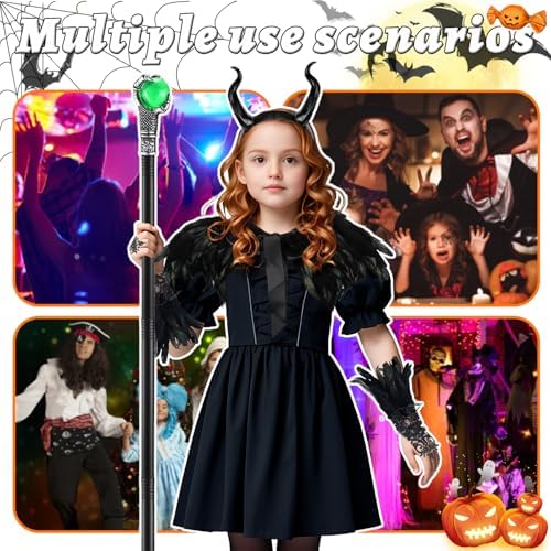 EVL Authentic Maleficent Dressup costume for Kids Girls Halloween wdth 10wrdz