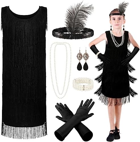 Xaatren Party 20s Flapper Dresses Costume Set for Kids