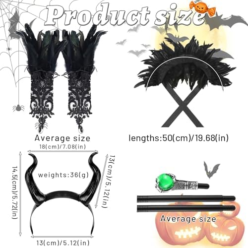 EVL Authentic Maleficent Dressup costume for Kids Girls Halloween wdth 10wrdz
