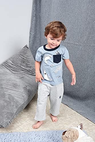 BINIDUCKLING Boys Shark Patterned T-Shirt and Shorts 2-7 Years