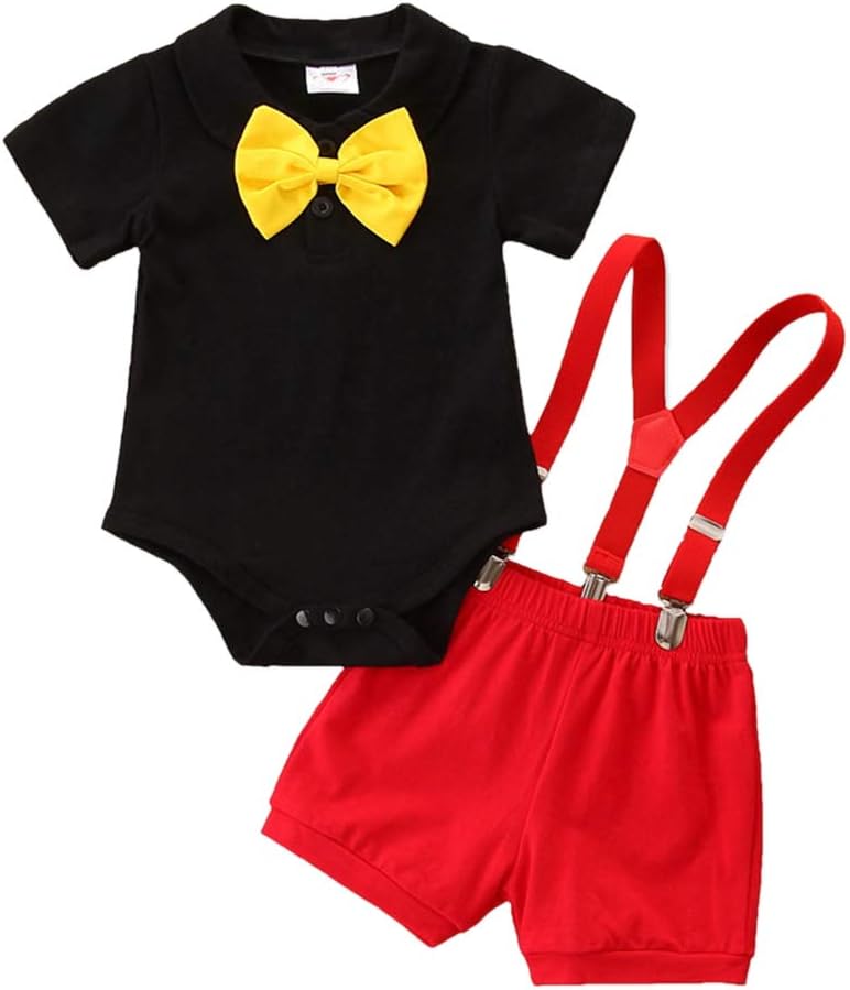 Baby Boys Halloween Christmas costume - IDOPIP Bowtie Tuxedo Set