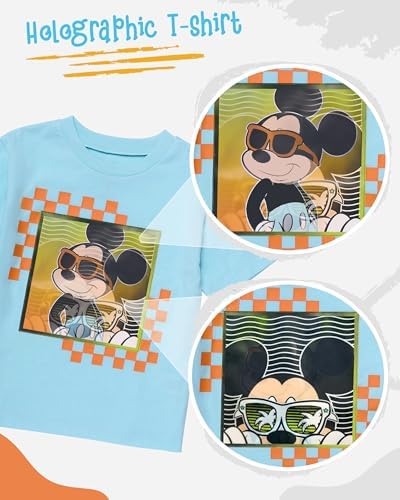 Adorable Disney Boys Short Set Mickey Friends in Holographic Design