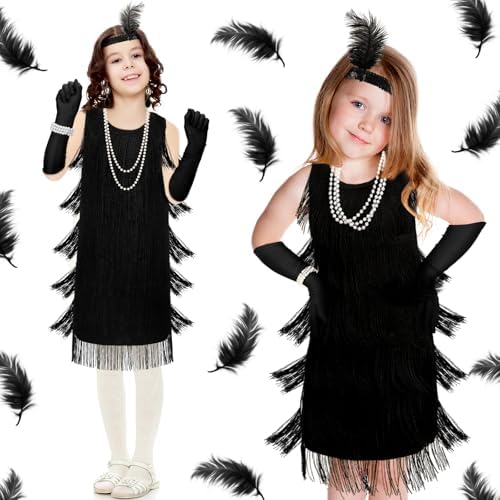 Xaatren Party 20s Flapper Dresses Costume Set for Kids