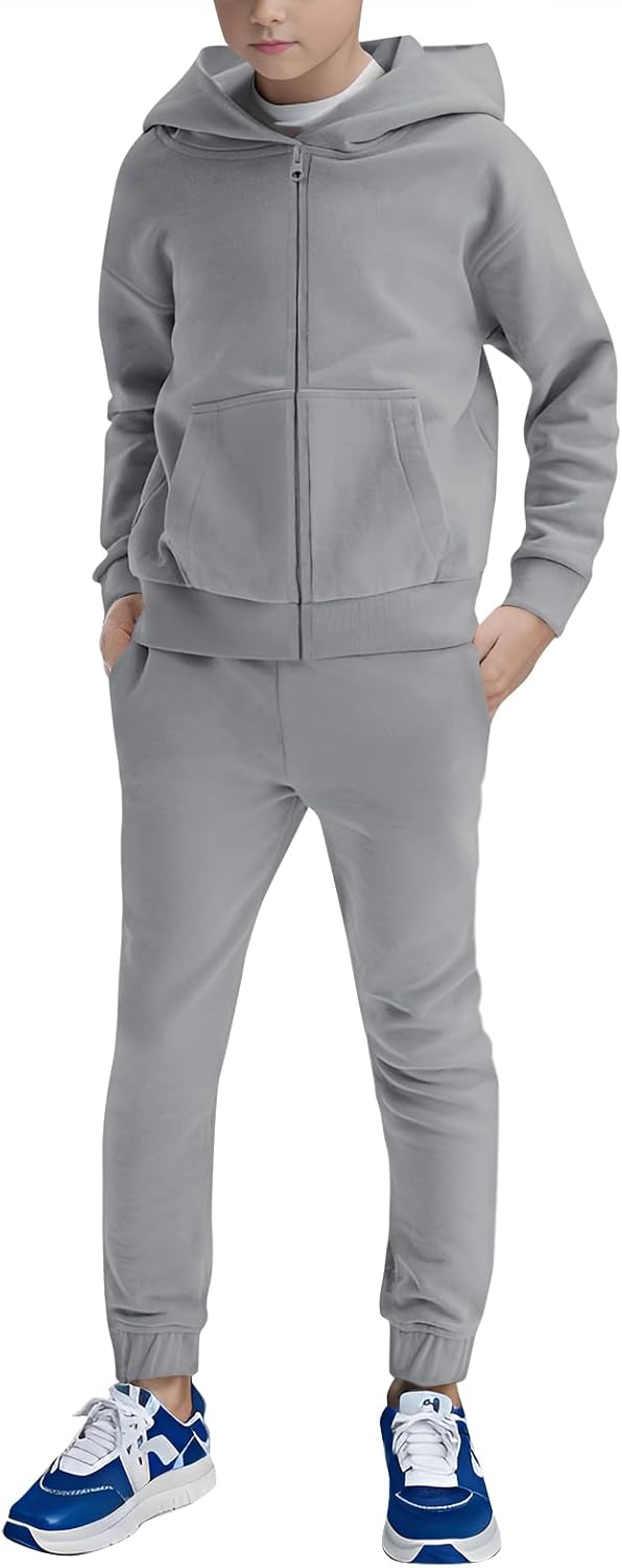 Haloumoning Boys Active Sweatsuit - Soft Comfortable for 5-14 Years