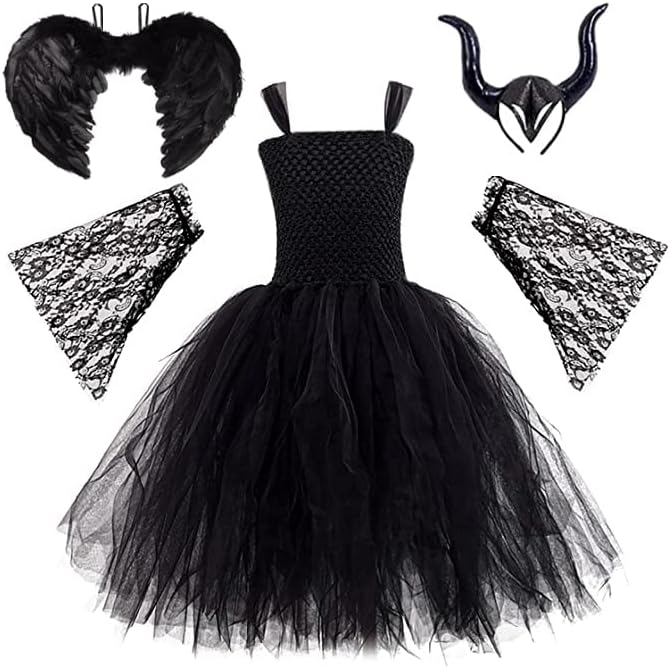 Maleficent Halloween Costume for Girls Evil Queen Dress Up