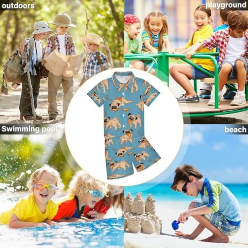Pug Dog Friends Summer Outfit Adorable Toddler Set for Boys