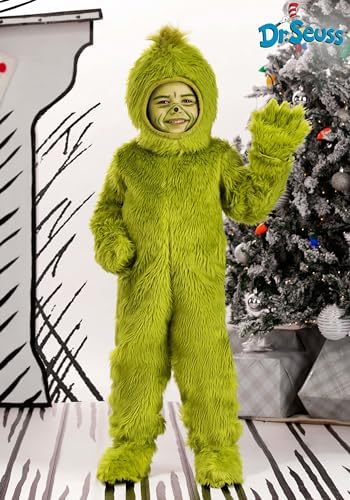 Fun Costumes Dr Seuss Grinch Toddler Open Face Costume includes headpiece gloves jumpsuit